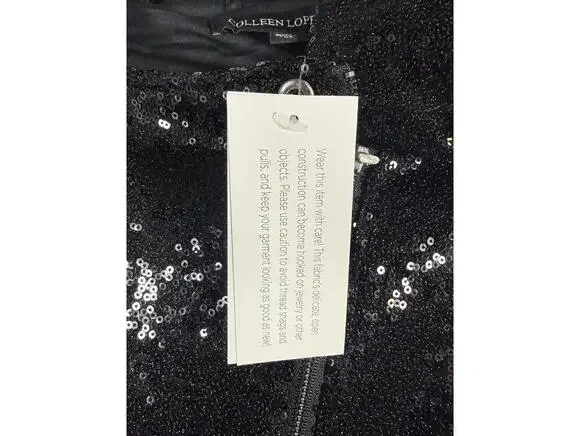 NWT Colleen Lopez Black Sequin Moto Jacket Sparkly Biker Blazer Size 3X - Picture 5 of 7